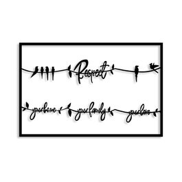 Wallity Respect Your Home Your Family Your Love 2 - Escultura de Pared de Metal Negra